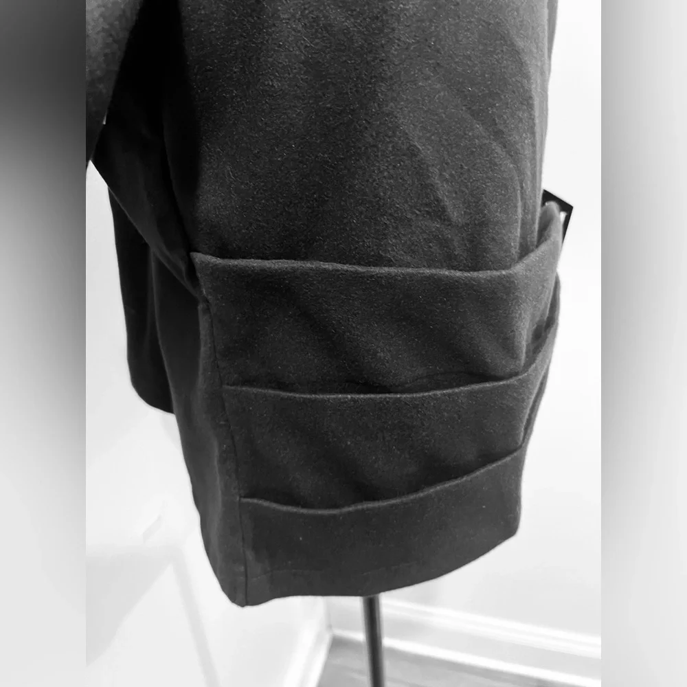 Uoozee. Black Asymmetrical Zip Moto Blazer Jacket Belted NWT. Sz XL - Picture 4 of 13